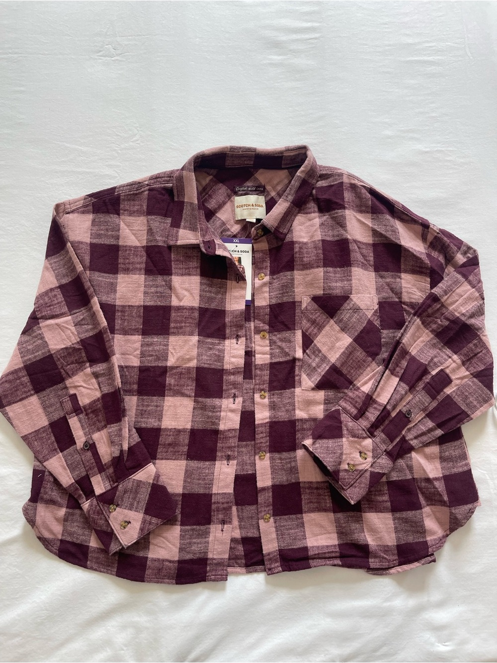 Scotch & Soda Plaid Button-Up Shirt in Pink & Plum